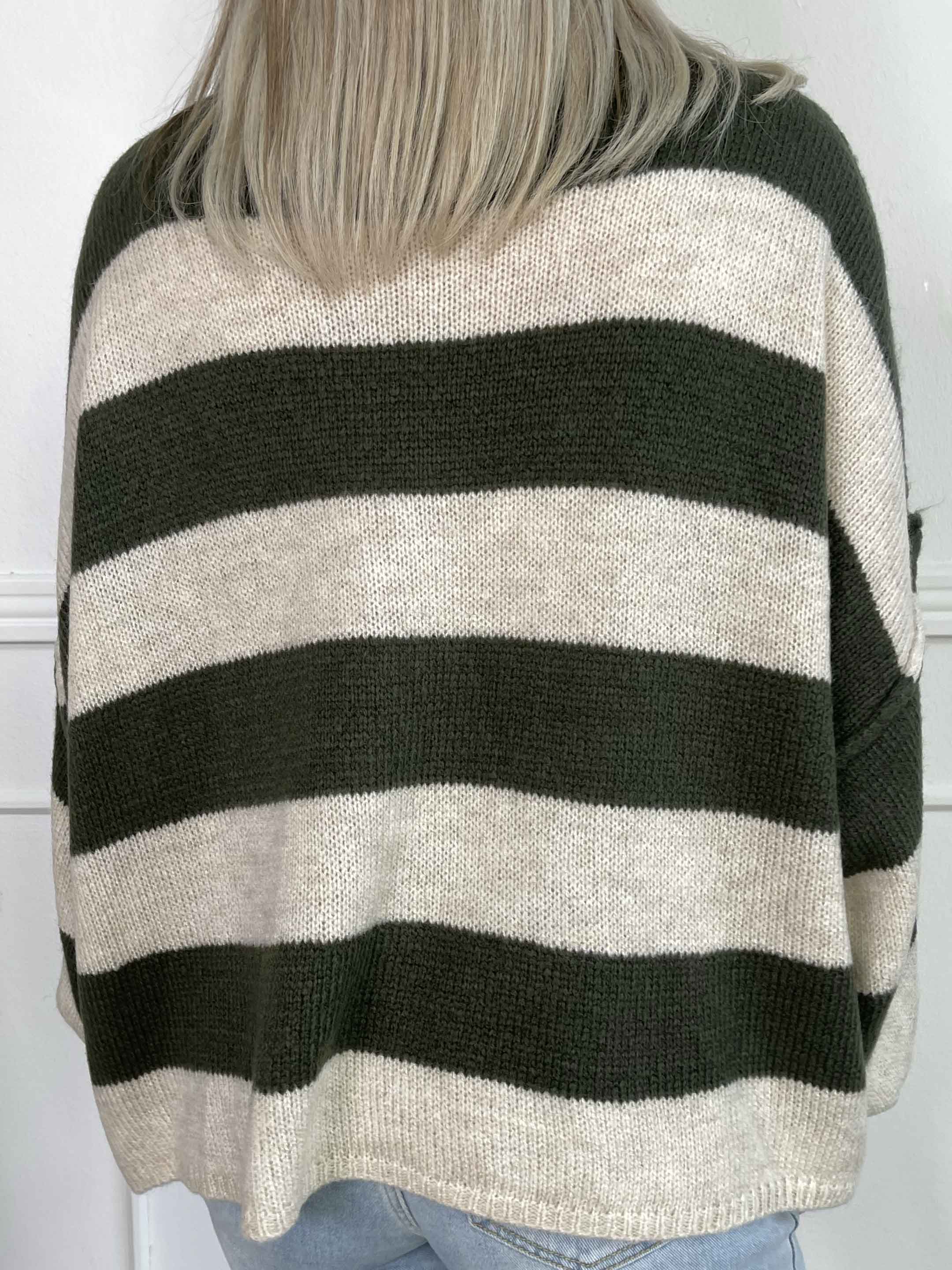 Stacia - Strikbluse med brede striber